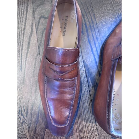 MAGNANNI Men\'s Leather Penny Loafers Cognac Men\'s Sz 11.5